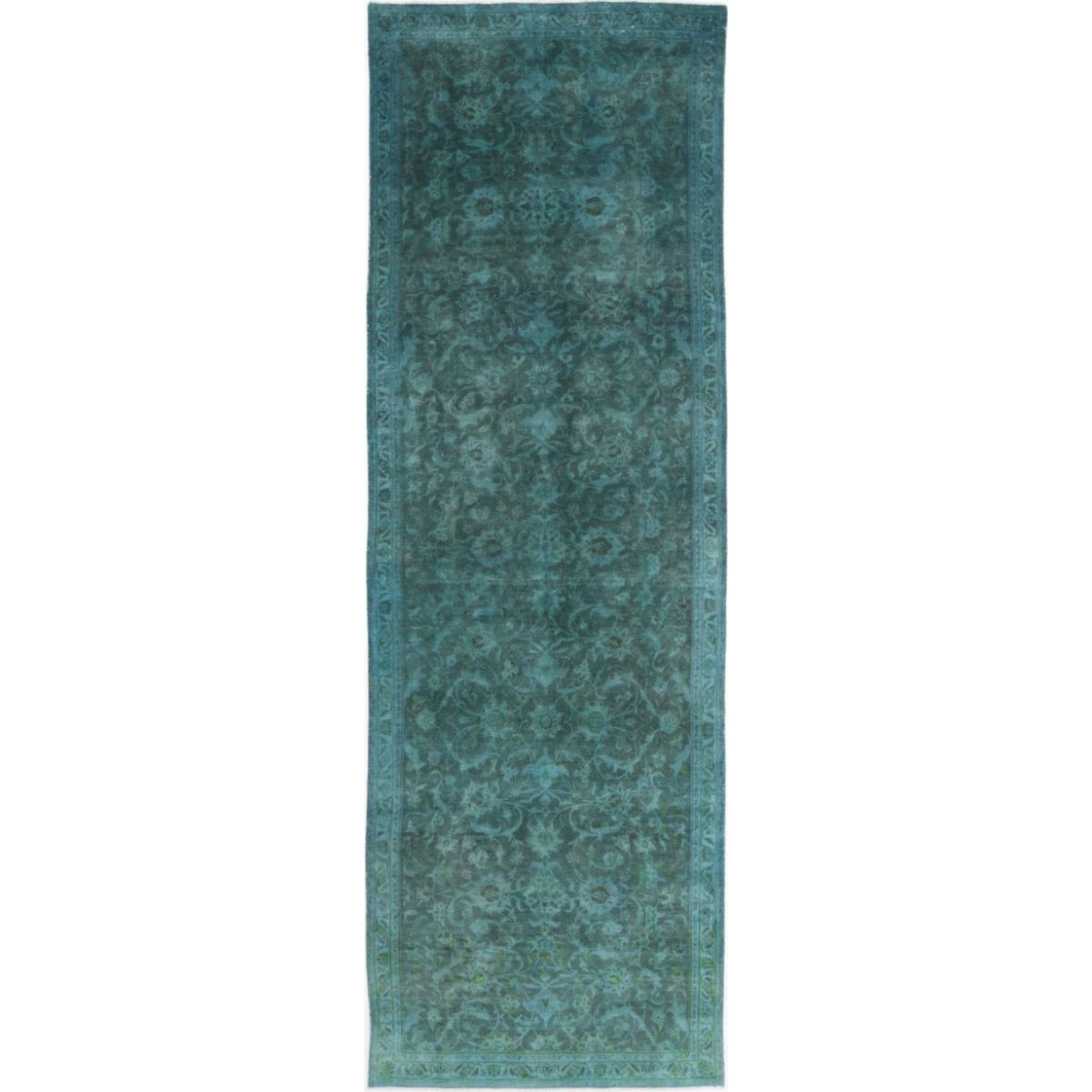 Overdye 4x11 Handmade Double Knotted Washable Wool Runner - Monochormatic