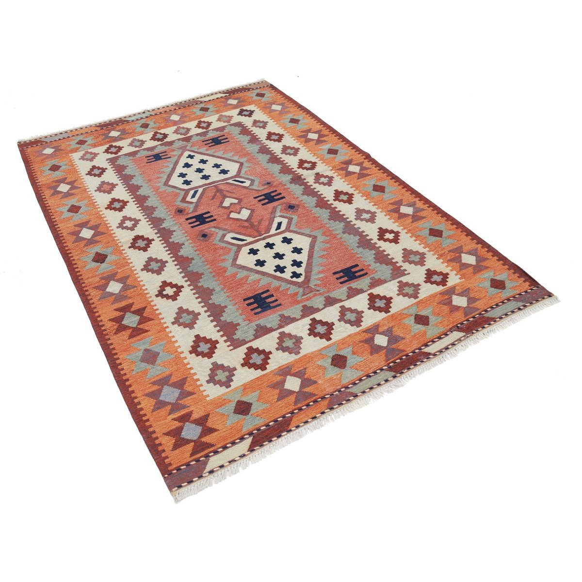 Kafkaas 5x7 Hand Woven Washable Wool Rug - Colorful