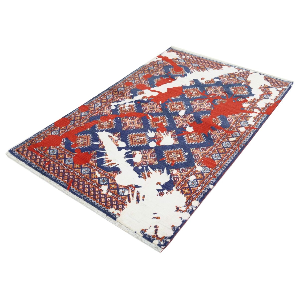 Ajrak 4x6 Powered-Loomed Washable Wool Rug - Colorful