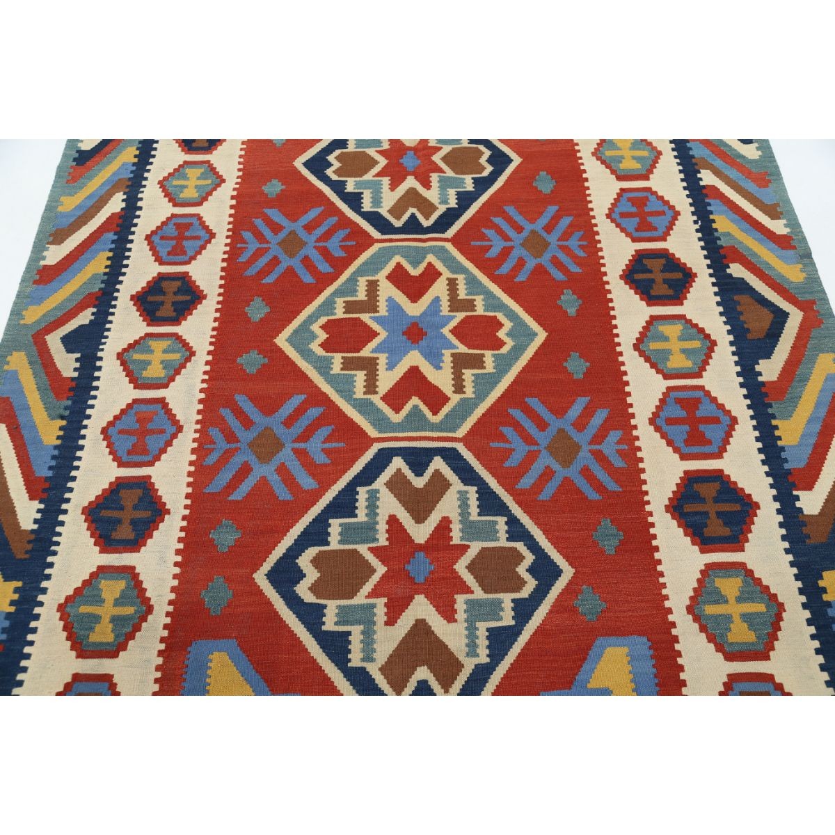 Kafkaas 6x8 Hand Woven Washable Wool Rug - Colorful