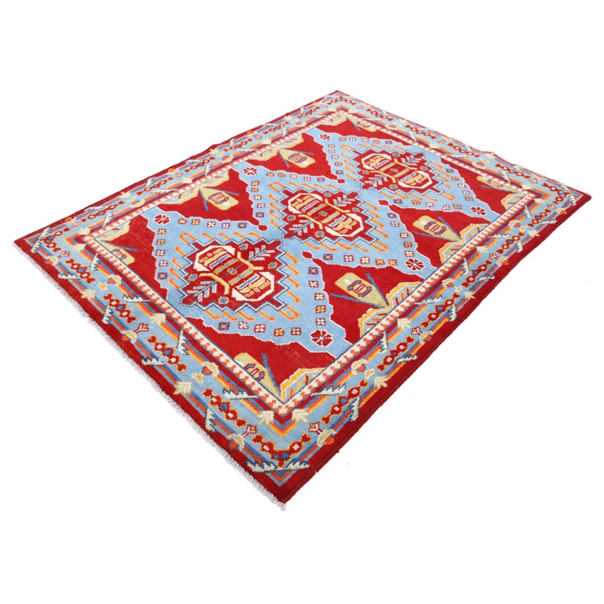 Revival 5x7 Handmade Double Knotted Washable Wool Rug - Colorful