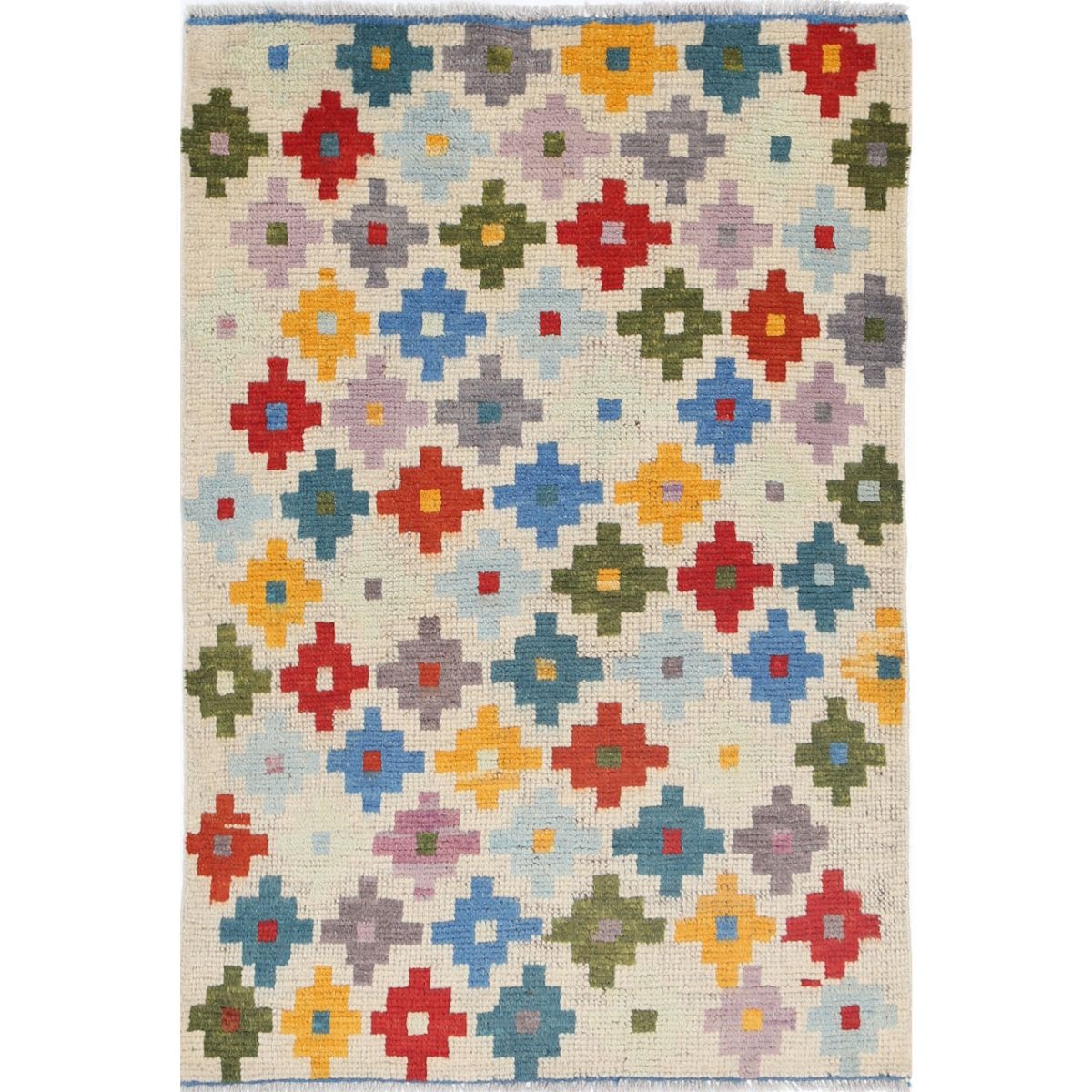 Revival 3x4 Handmade Double Knotted Washable Wool Rug - Colorful
