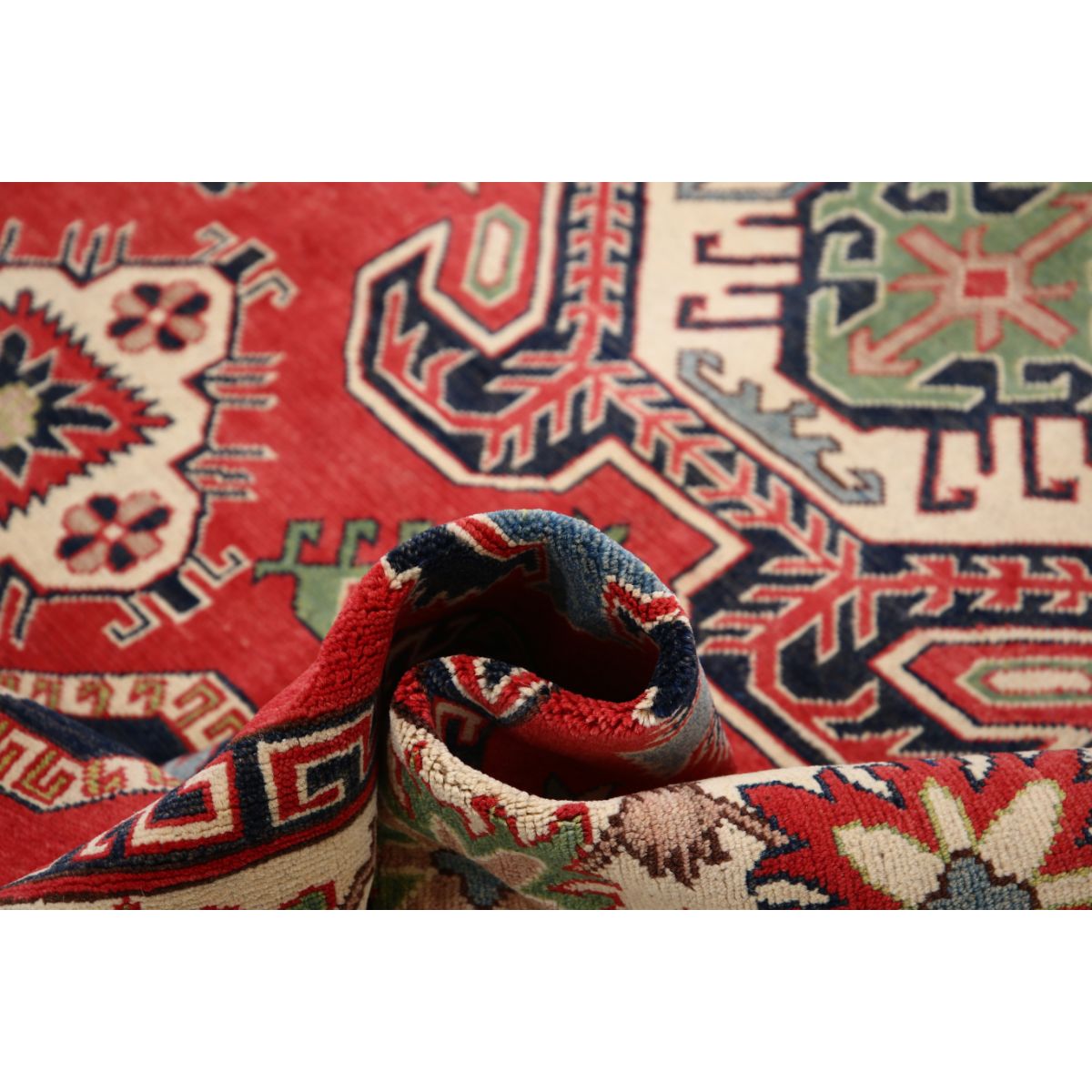 Kazak 7x10 Handmade Double Knotted Washable Wool Rug - Colorful