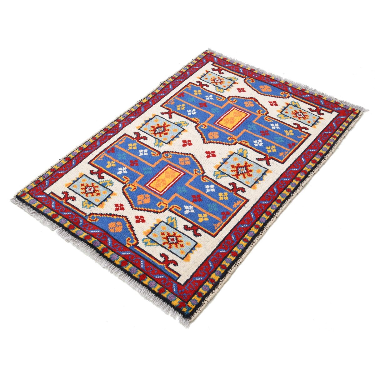 Revival 3x4 Handmade Double Knotted Washable Wool Rug - Colorful