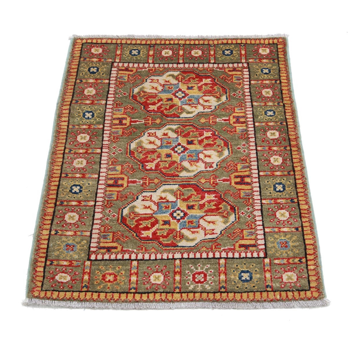 Revival 2x3 Handmade Double Knotted Washable Wool Rug - Colorful