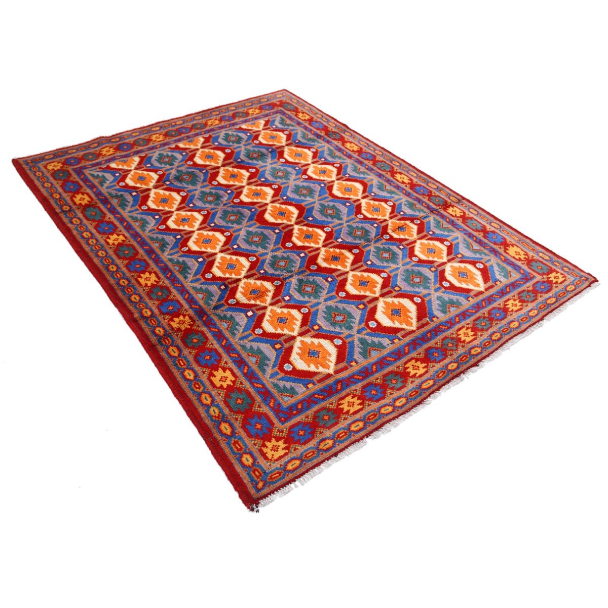 Revival 5x7 Handmade Double Knotted Washable Wool Rug - Colorful
