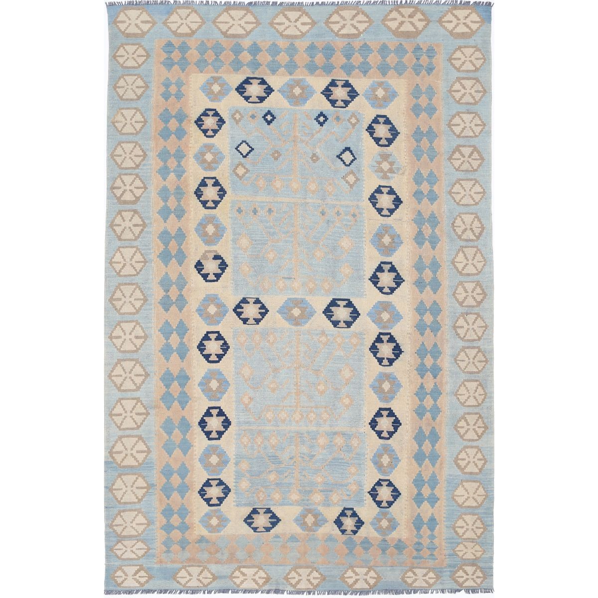Kafkaas 7x10 Hand Woven Washable Wool Rug - Soft Hues