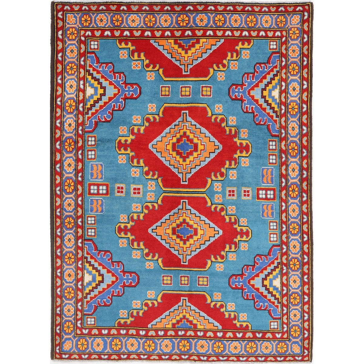 Revival 6x8 Handmade Double Knotted Washable Wool Rug - Colorful