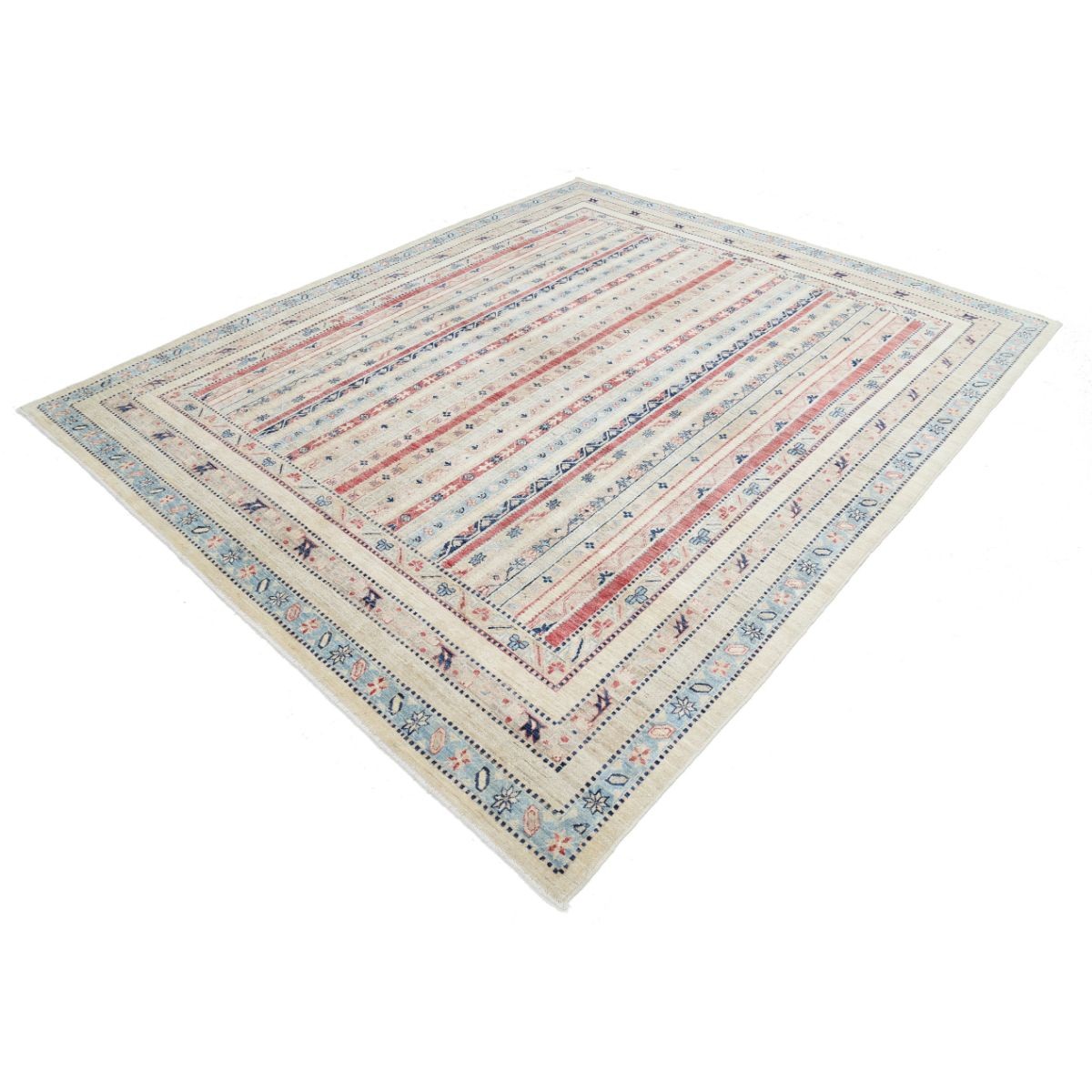 Shaal 8x9 Handmade Double Knotted Washable Wool Rug - Colorful