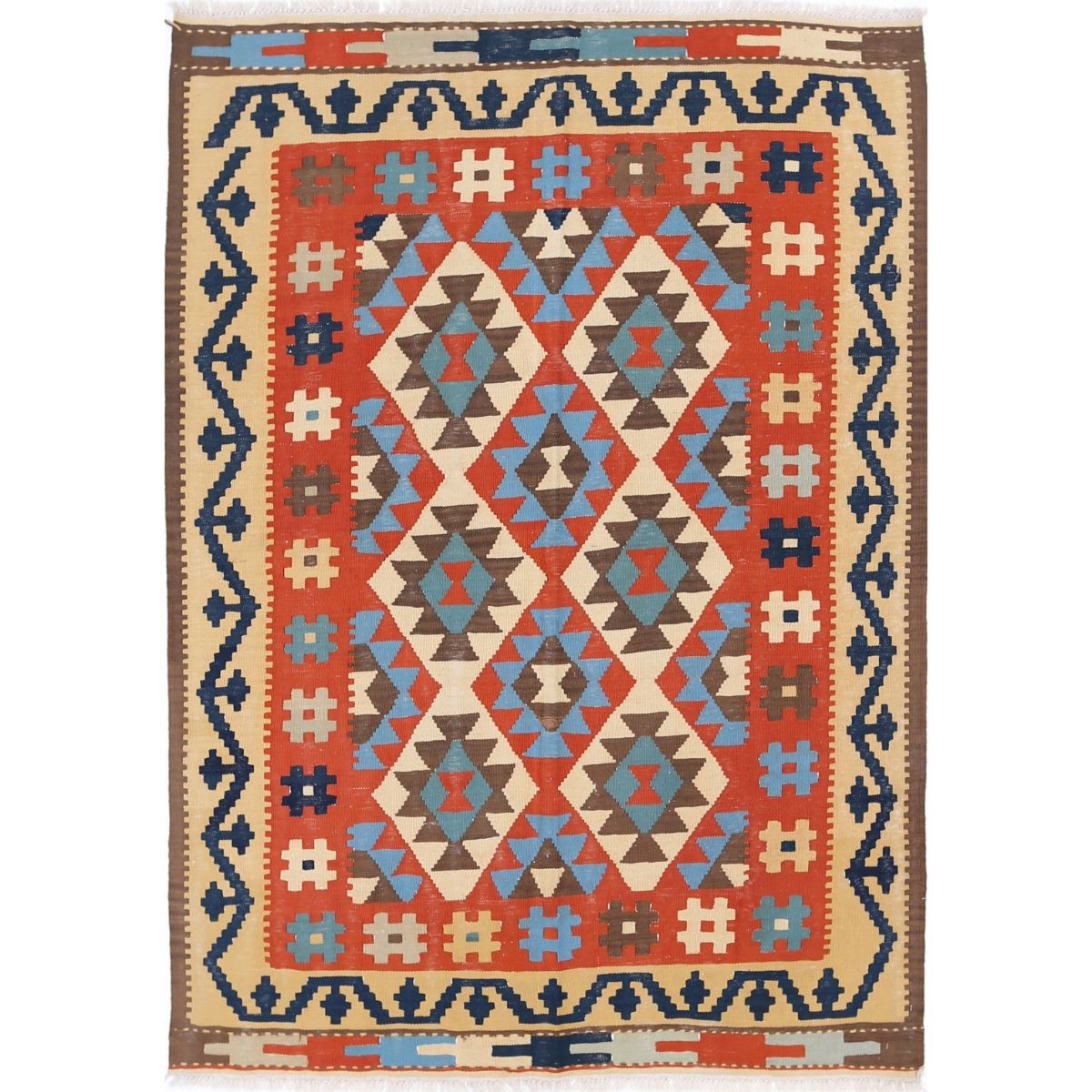 Kafkaas 5x7 Hand Woven Washable Wool Rug - Colorful