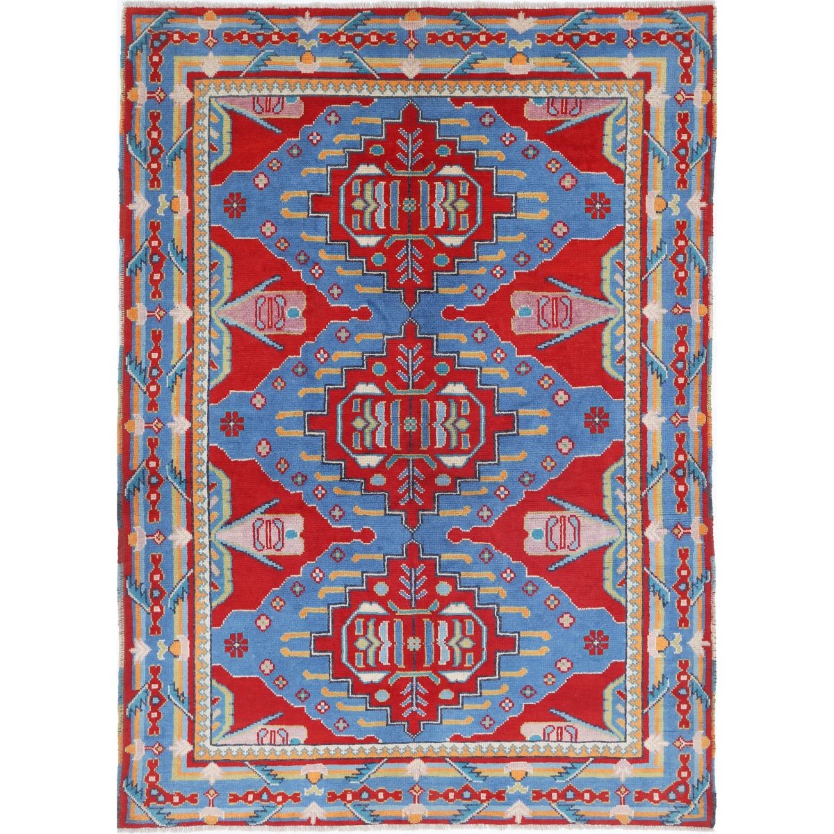Revival 6x8 Handmade Double Knotted Washable Wool Rug - Colorful