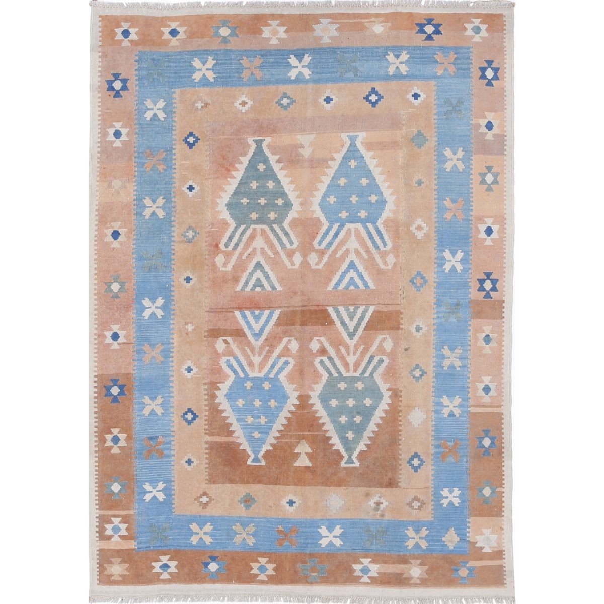 Kafkaas 5x7 Hand Woven Washable Wool Rug - Soft Hues