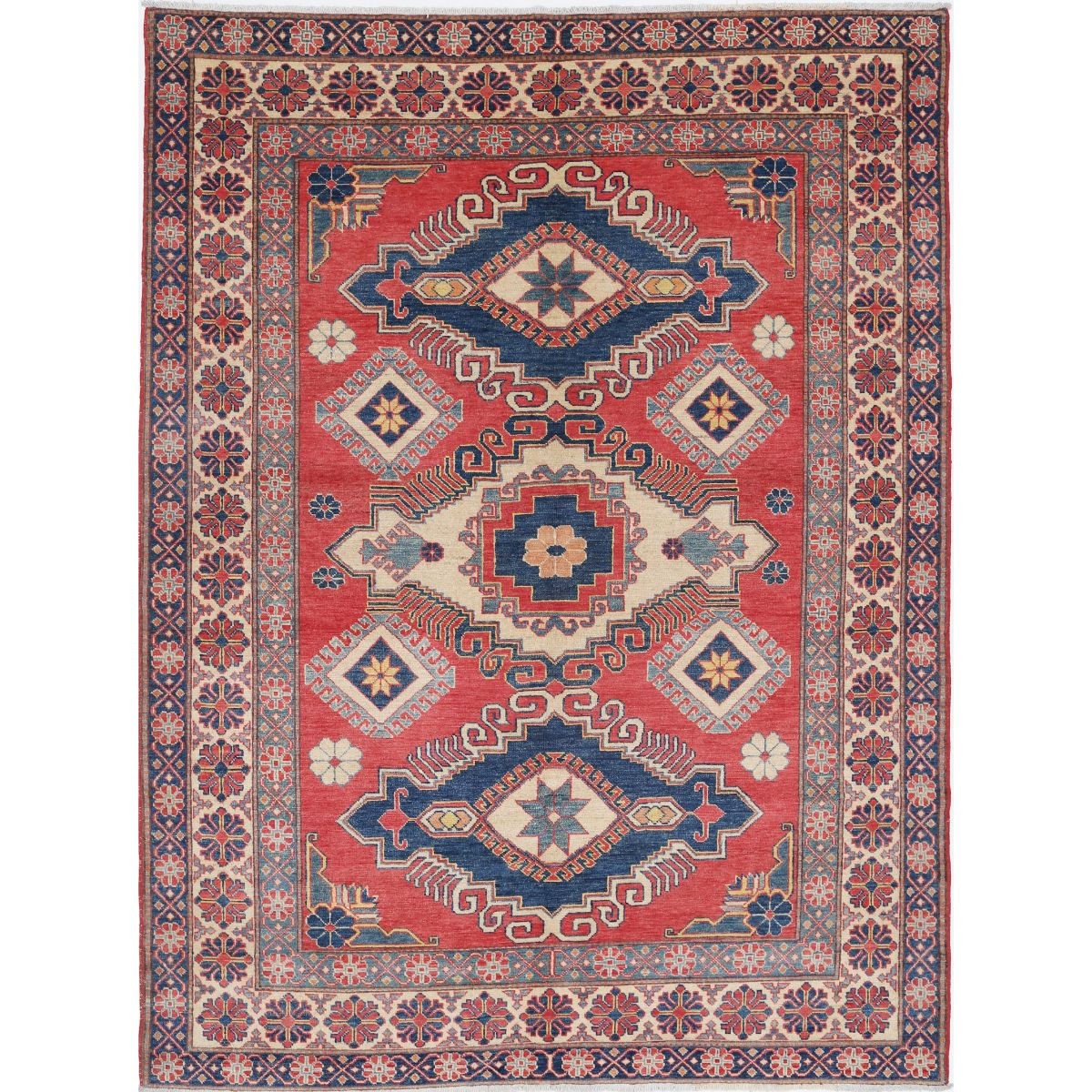 Kazak 7x9 Handmade Double Knotted Washable Wool Rug - Colorful