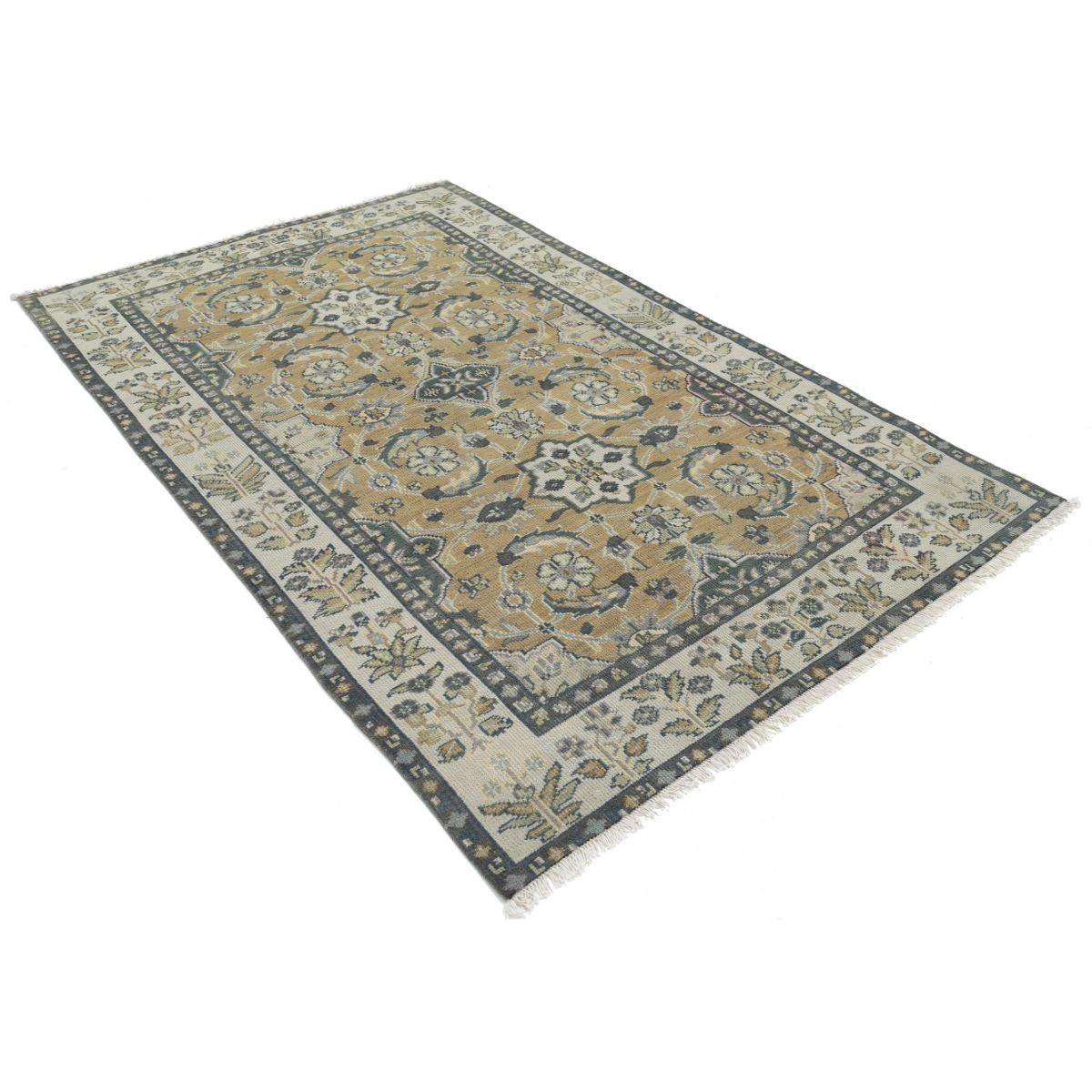 Vintage 5x8 Handmade Double Knotted Washable Wool Rug - Soft Hues