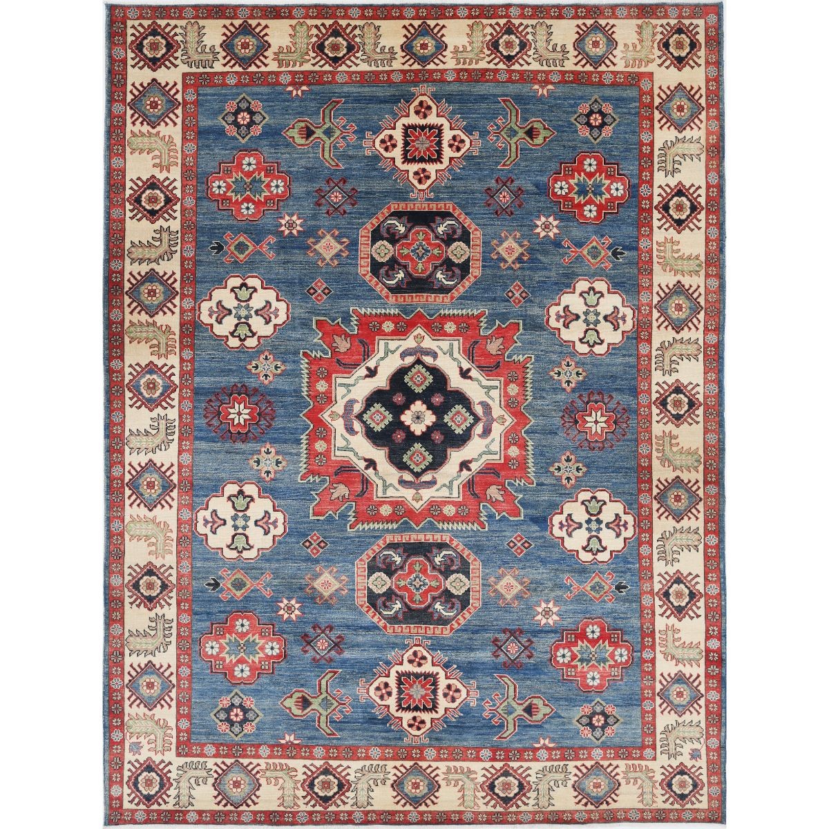 Kazak 8x11 Handmade Double Knotted Washable Wool Rug - Colorful