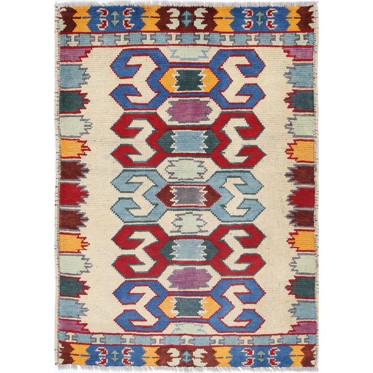 Revival 3x4 Handmade Double Knotted Washable Wool Rug - Colorful