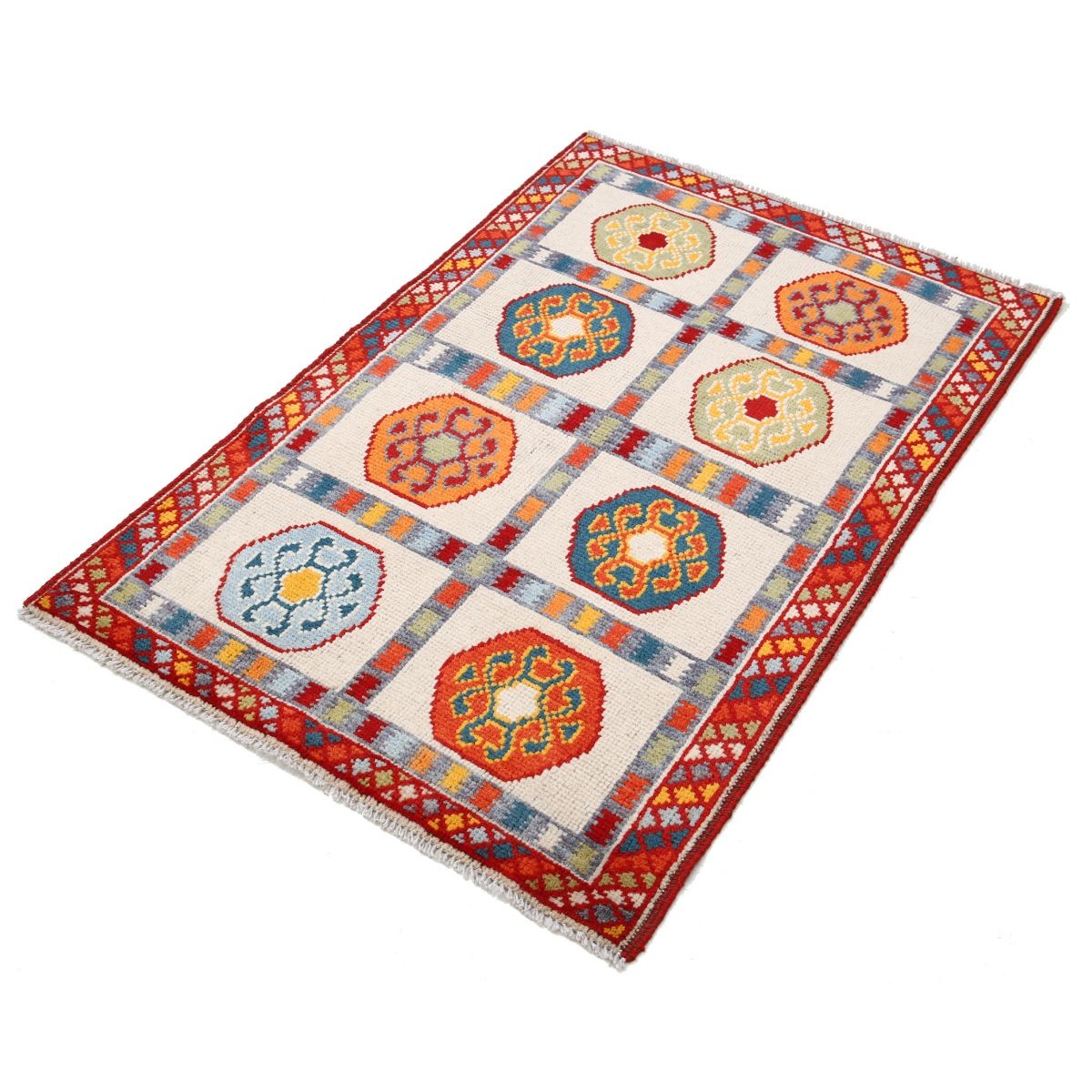 Revival 3x4 Handmade Double Knotted Washable Wool Rug - Colorful