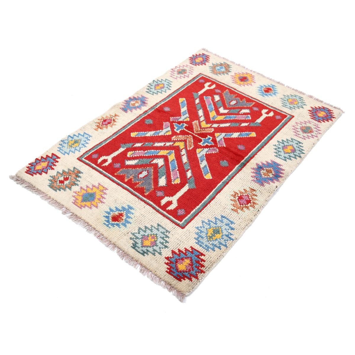 Revival 3x4 Handmade Double Knotted Washable Wool Rug - Colorful