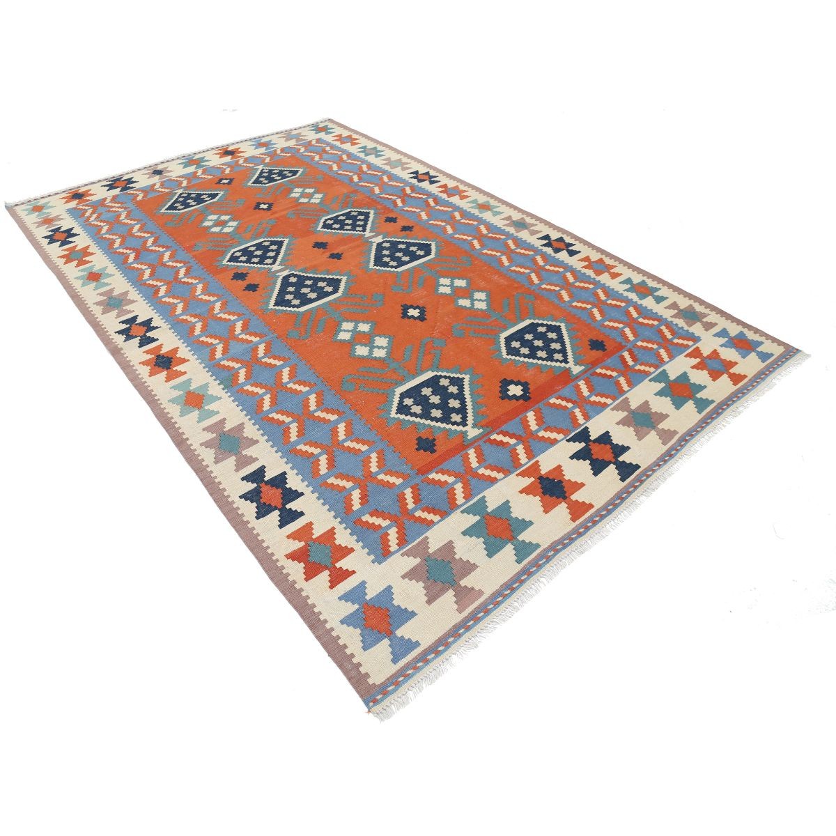 Kafkaas 6x10 Hand Woven Washable Wool Rug - Colorful