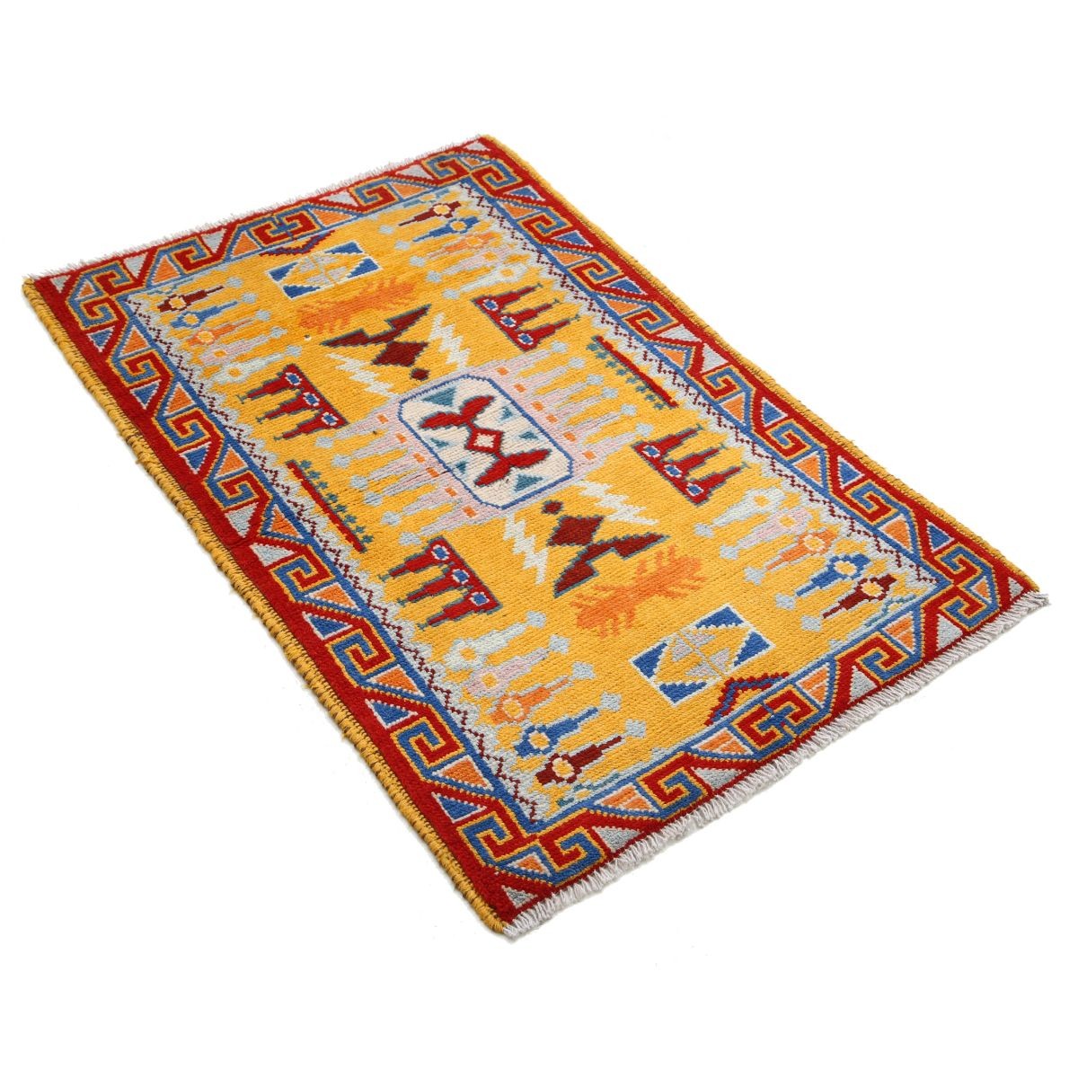 Revival 3x4 Handmade Double Knotted Washable Wool Rug - Colorful