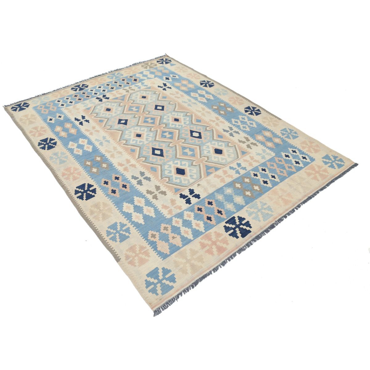 Kafkaas 5x7 Hand Woven Washable Wool Rug - Soft Hues