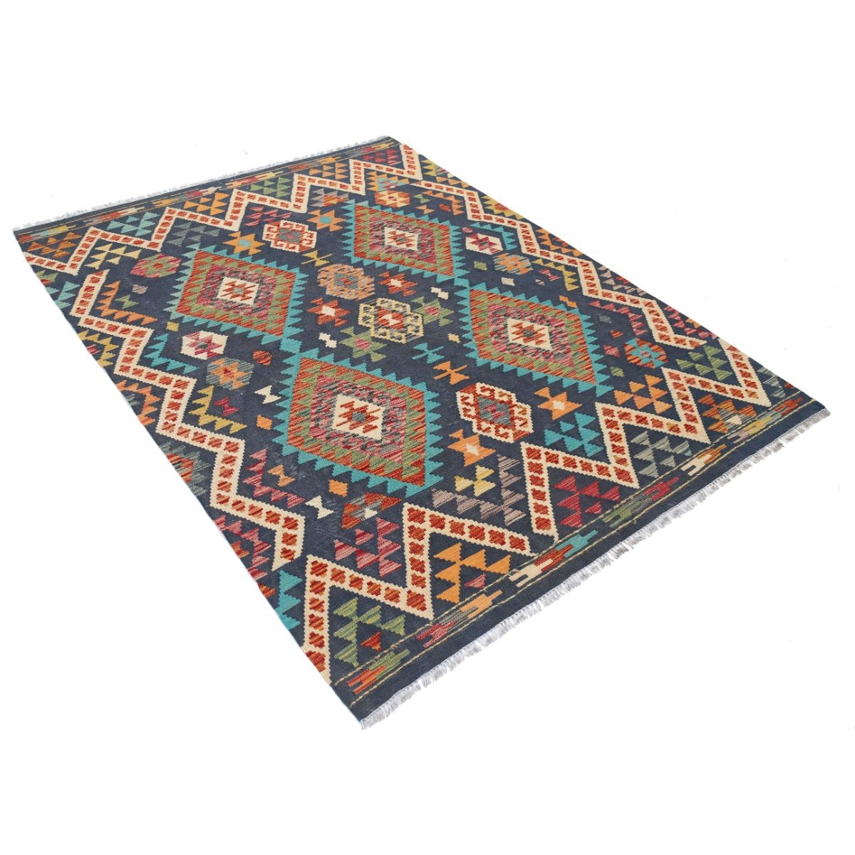 Maimana 5x7 Hand Woven Washable Wool Rug - Colorful