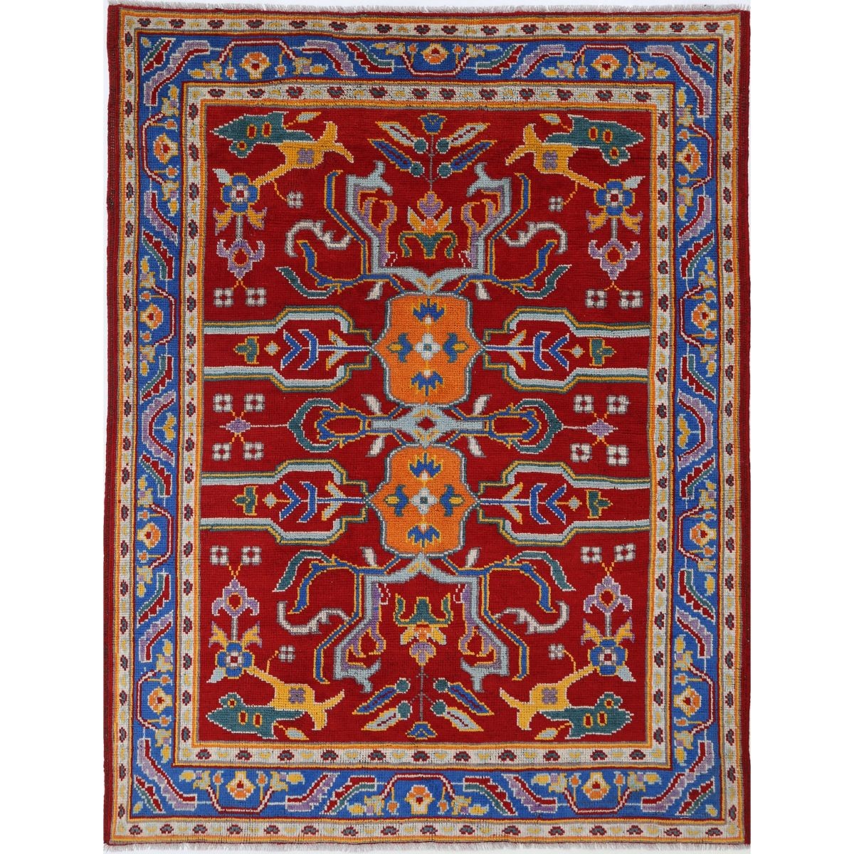 Revival 5x7 Handmade Double Knotted Washable Wool Rug - Colorful