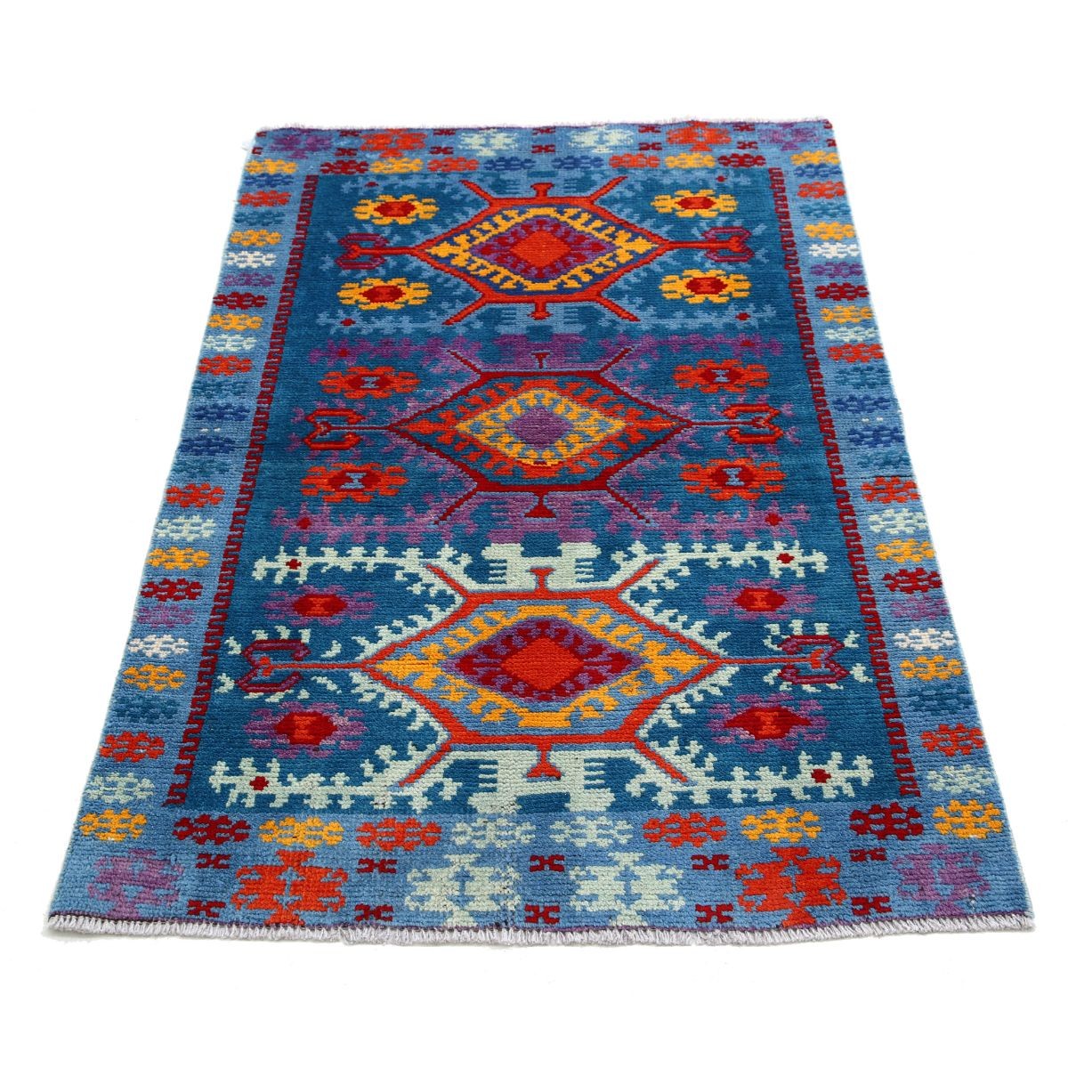 Revival 3x5 Handmade Double Knotted Washable Wool Rug - Colorful