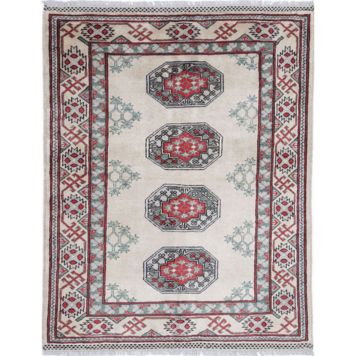 Revival 4x5 Handmade Double Knotted Washable Wool Rug - Colorful
