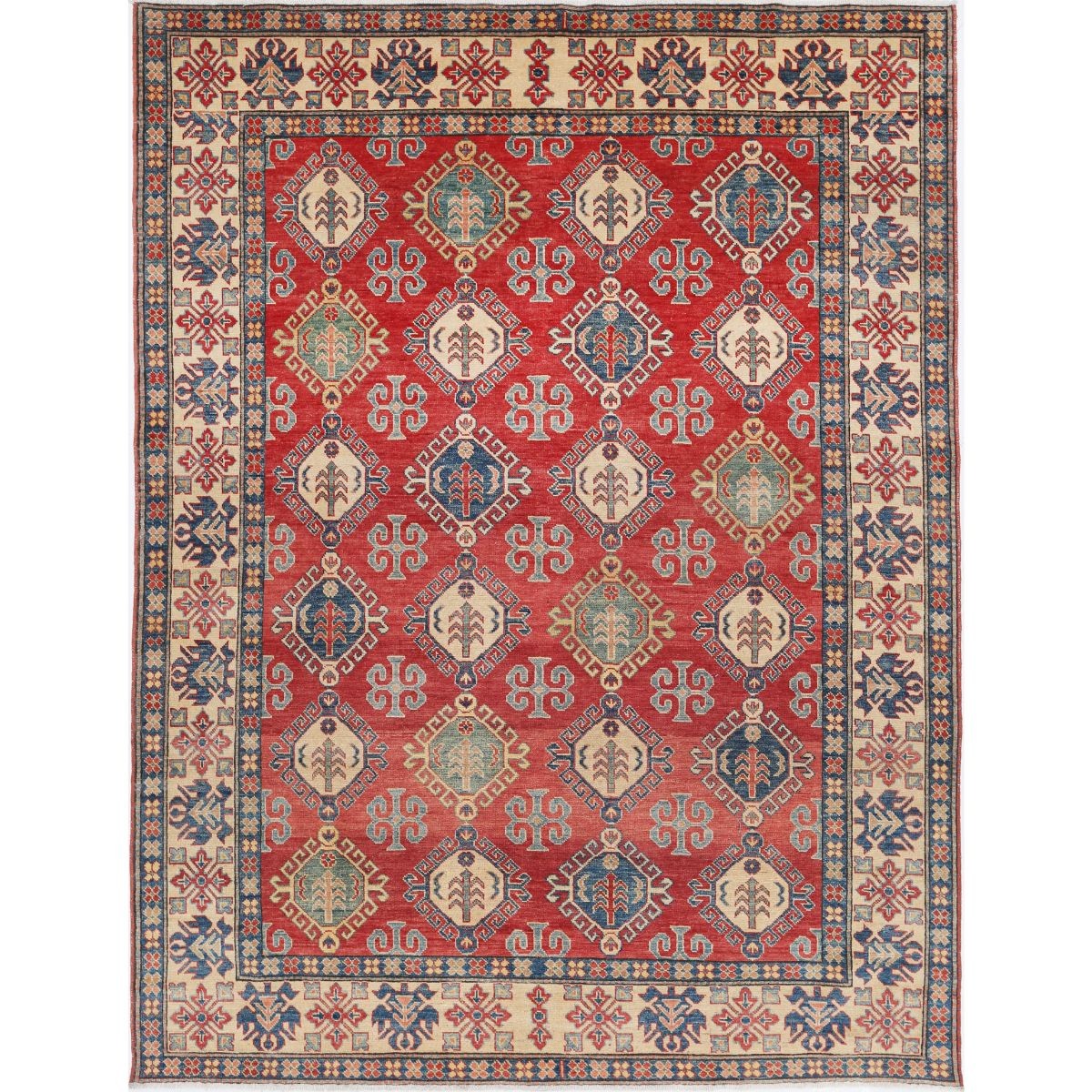 Kazak 7x9 Handmade Double Knotted Washable Wool Rug - Colorful