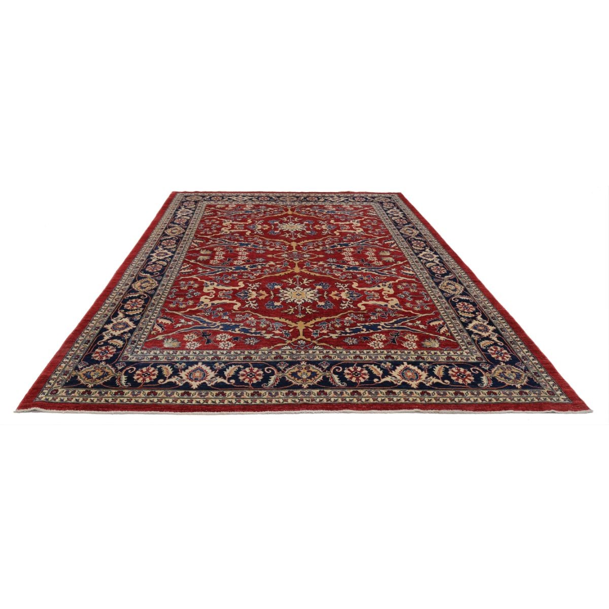 Heriz 9x12 Handmade Double Knotted Washable Wool Rug - Colorful