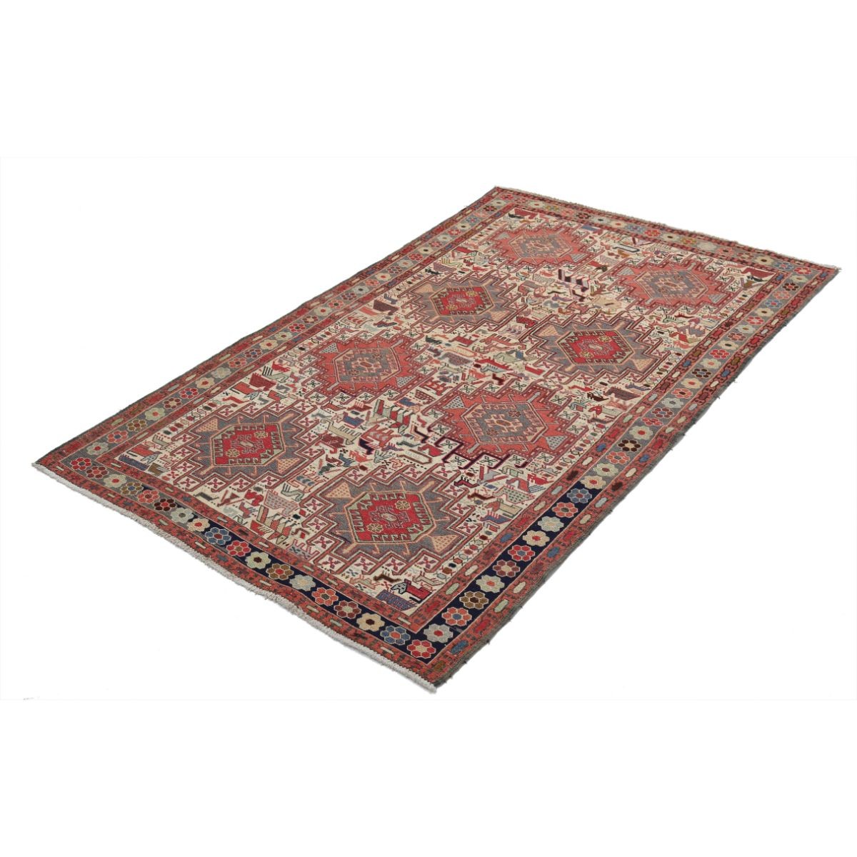 Sumak 4x7 Hand Woven Washable Wool Rug - Colorful