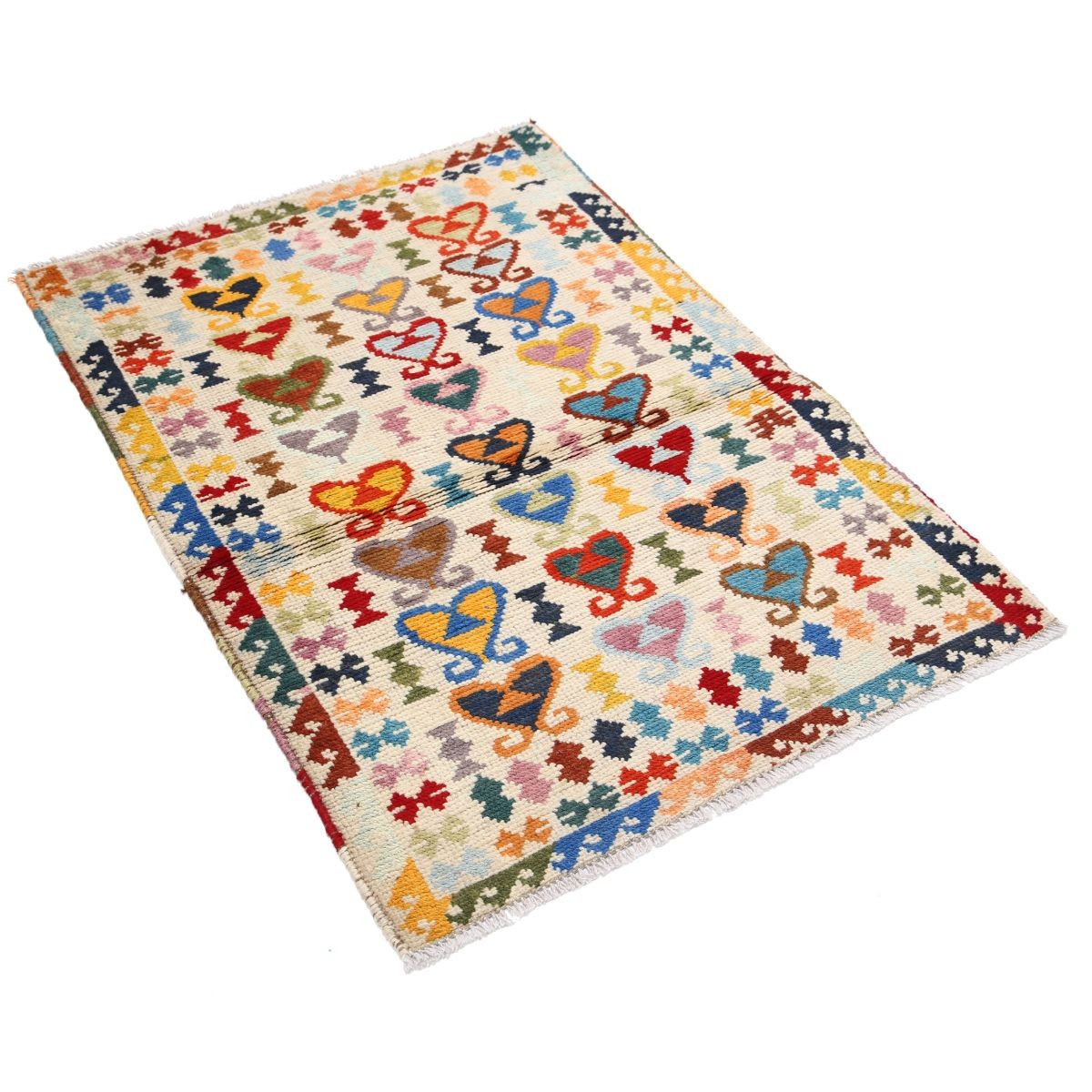 Revival 3x4 Handmade Double Knotted Washable Wool Rug - Colorful