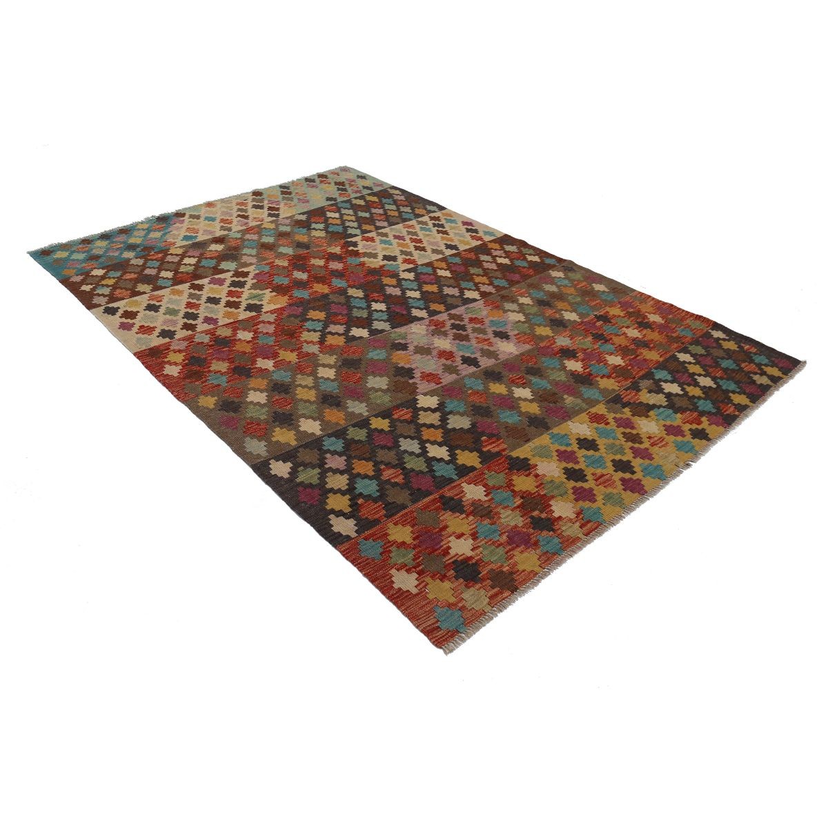 Maimana 6x8 Hand Woven Washable Wool Rug - Colorful