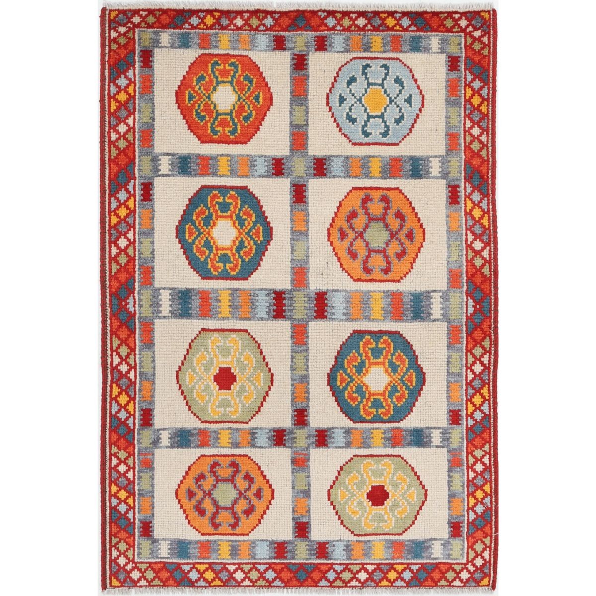 Revival 3x4 Handmade Double Knotted Washable Wool Rug - Colorful
