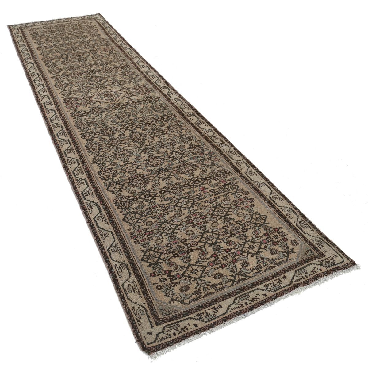 Vintage 3x12 Hand-Knotted Washable Wool Runner - Soft Hues