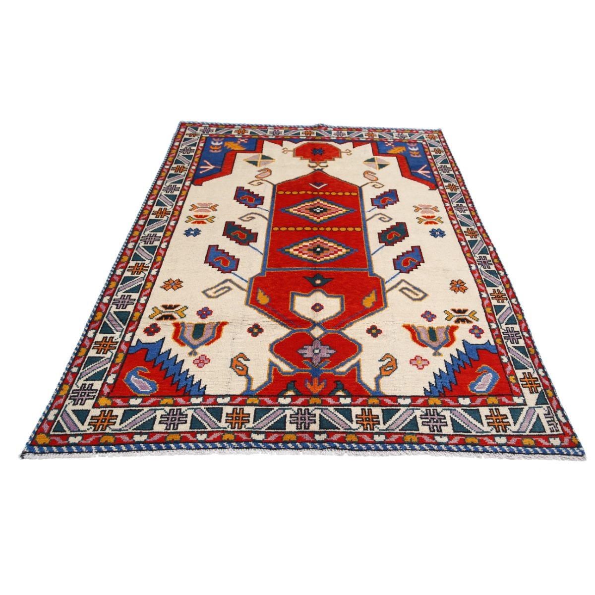 Revival 5x8 Handmade Double Knotted Washable Wool Rug - Colorful
