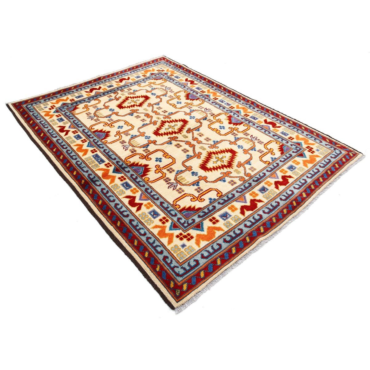 Revival 6x8 Handmade Double Knotted Washable Wool Rug - Colorful