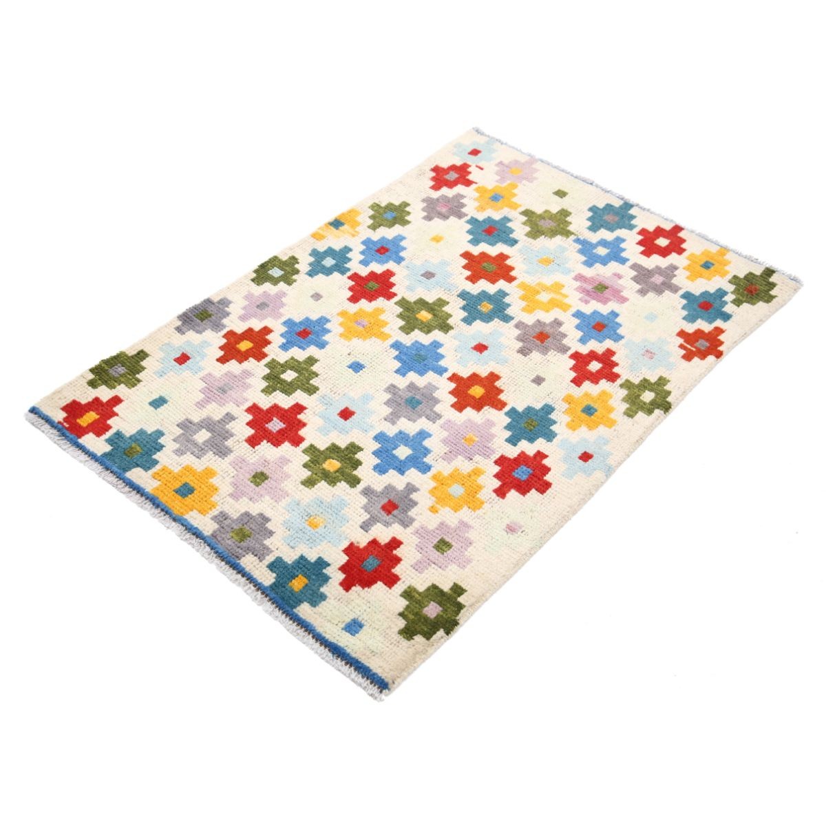Revival 3x4 Handmade Double Knotted Washable Wool Rug - Colorful