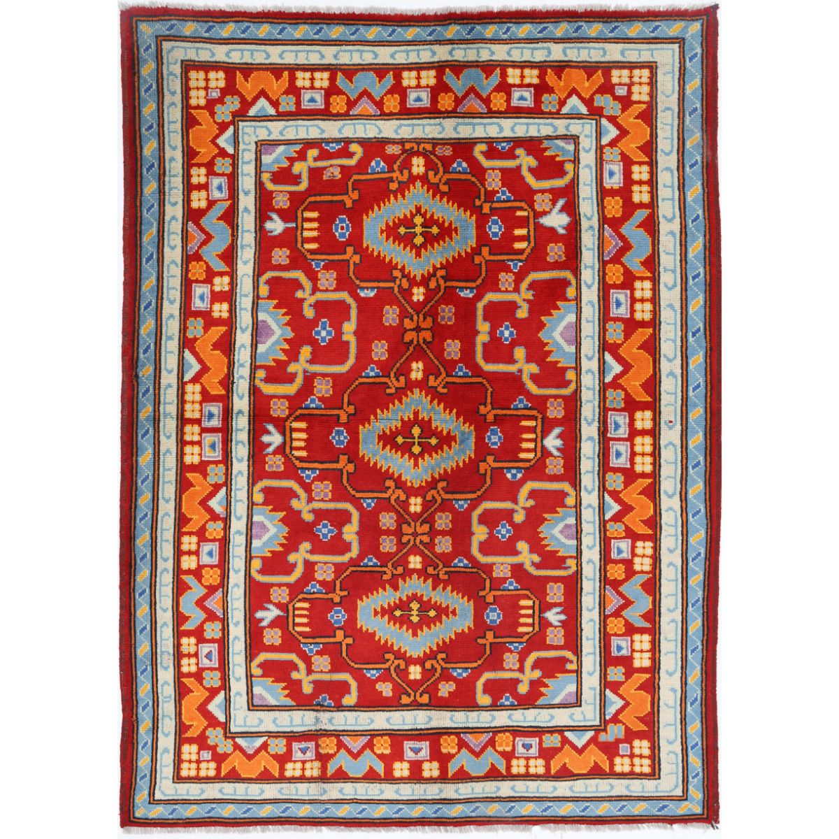 Revival 6x8 Handmade Double Knotted Washable Wool Rug - Colorful