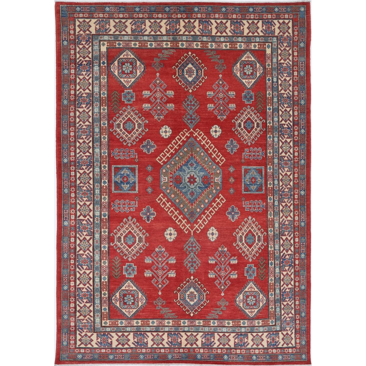 Kazak 7x10 Handmade Double Knotted Washable Wool Rug - Colorful
