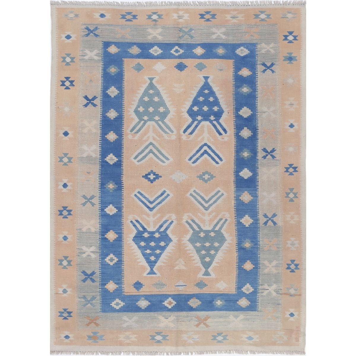 Kafkaas 5x7 Hand Woven Washable Wool Rug - Soft Hues