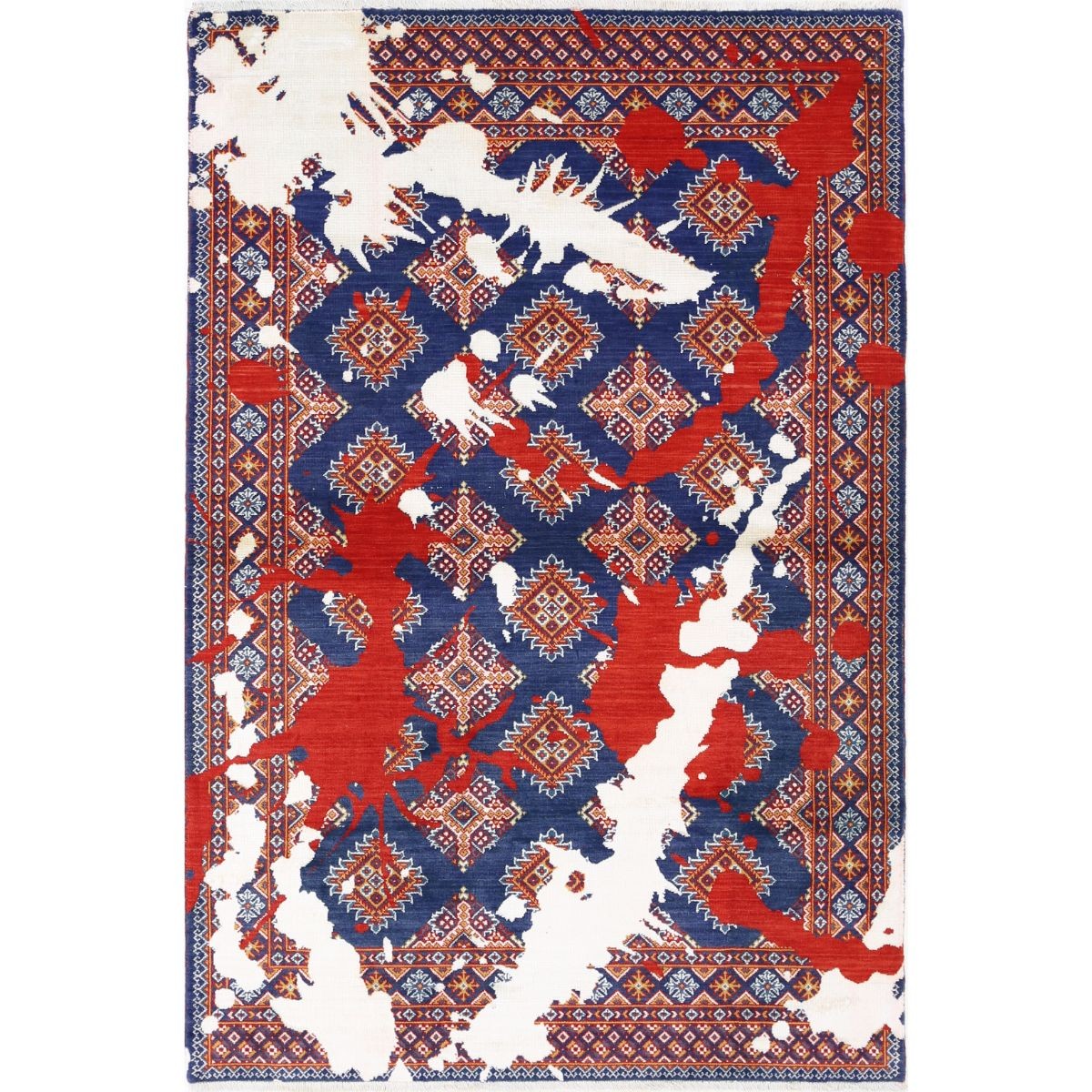 Ajrak 4x6 Powered-Loomed Washable Wool Rug - Colorful