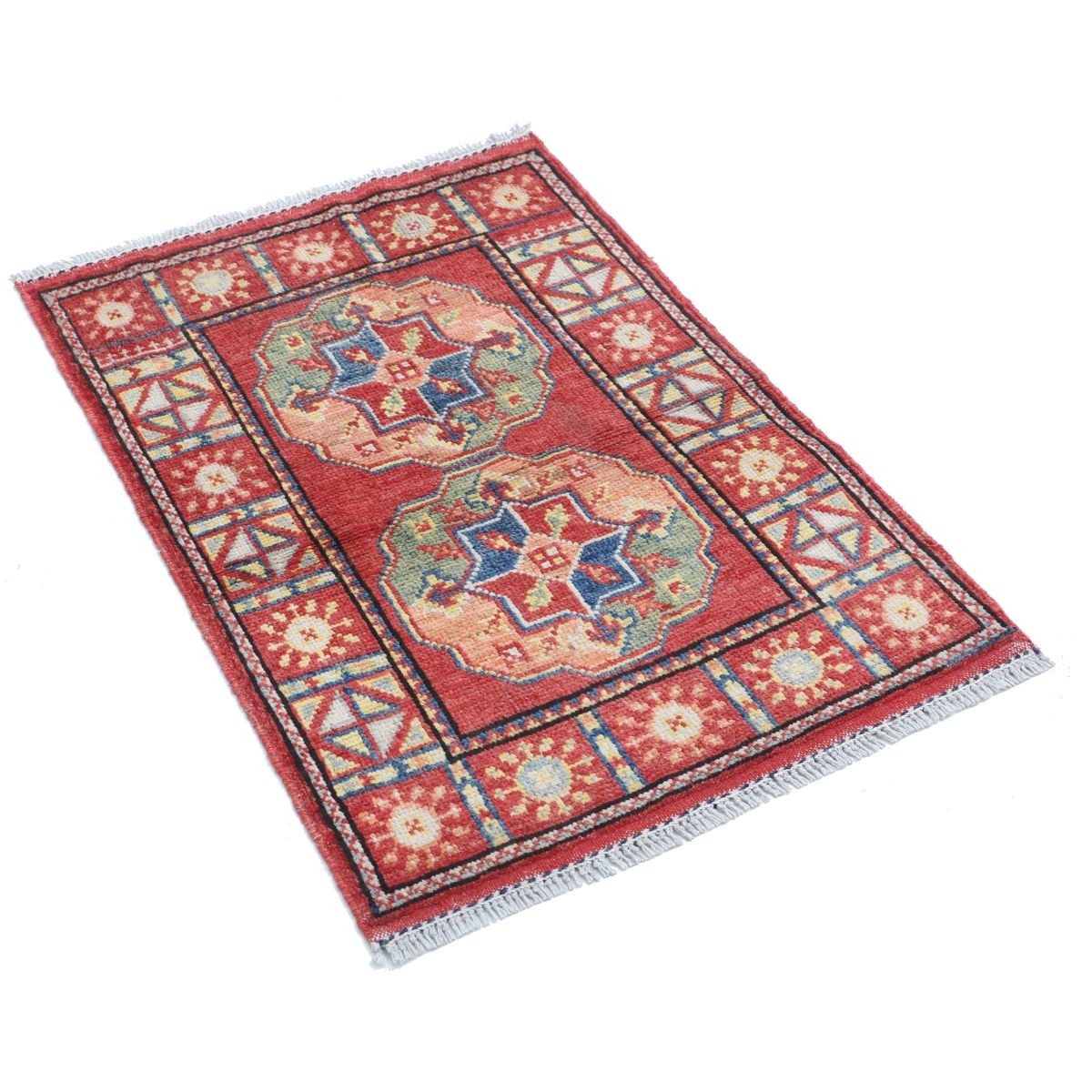Revival 2x3 Handmade Double Knotted Washable Wool Rug - Colorful