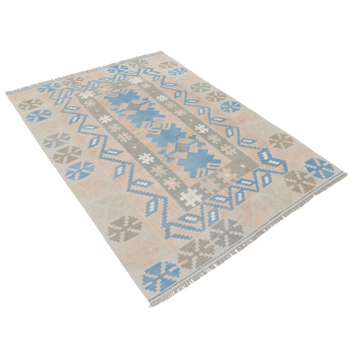 Kafkaas 5x7 Hand Woven Washable Wool Rug - Soft Hues