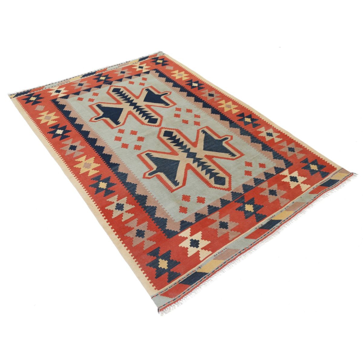 Kafkaas 5x7 Hand Woven Washable Wool Rug - Colorful