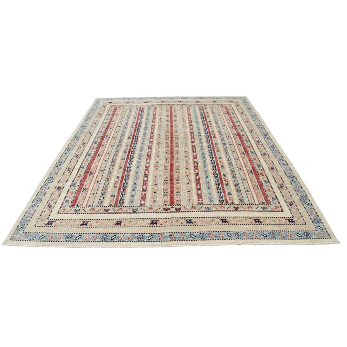 Shaal 8x9 Handmade Double Knotted Washable Wool Rug - Colorful