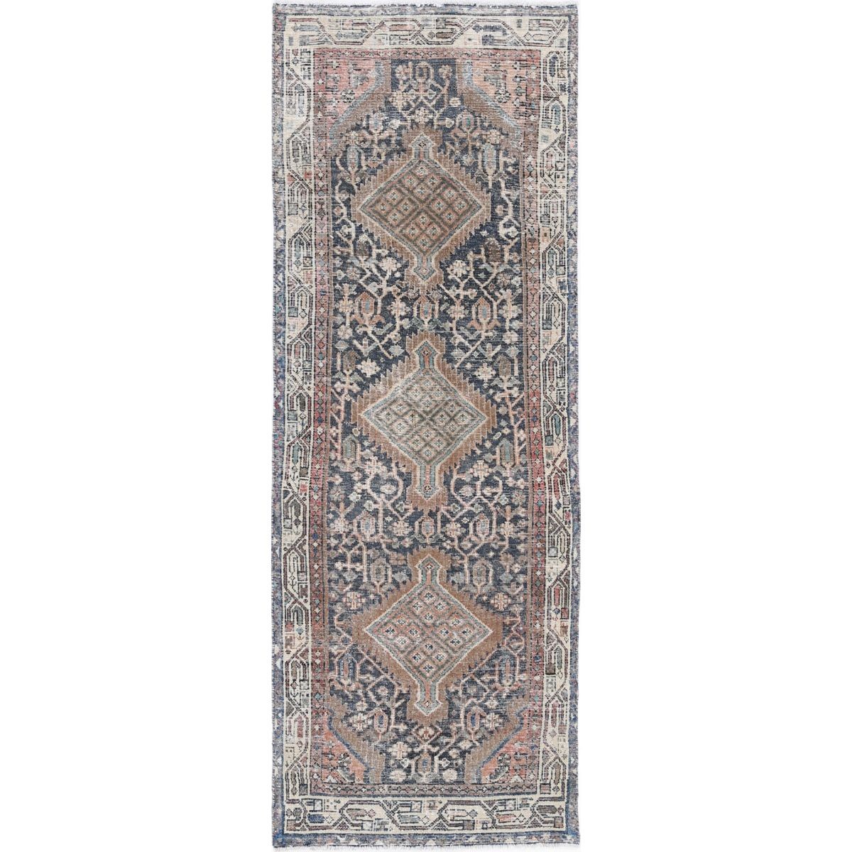 Vintage 3x8 Handmade Double Knotted Washable Wool Runner - Soft Hues