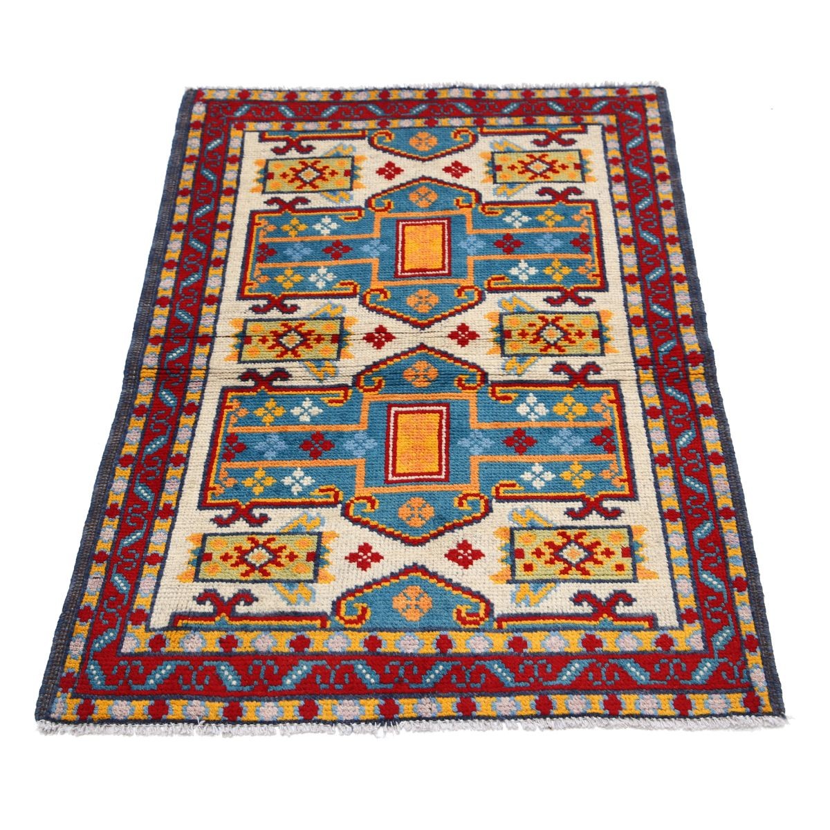 Revival 3x4 Handmade Double Knotted Washable Wool Rug - Colorful