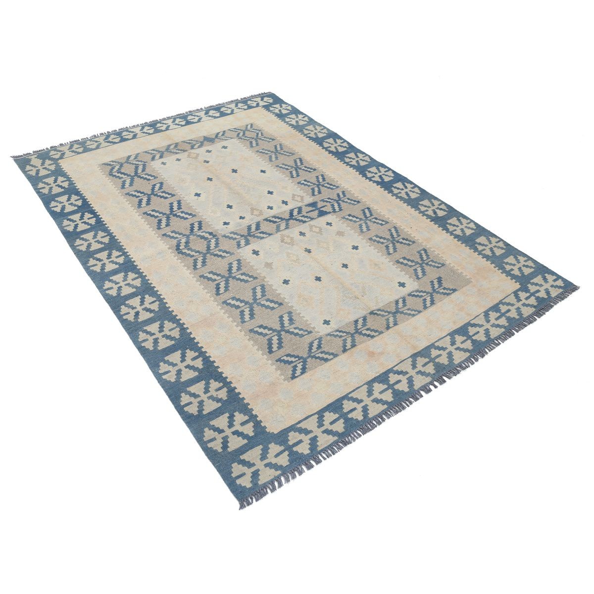 Kafkaas 5x7 Hand Woven Washable Wool Rug - Soft Hues